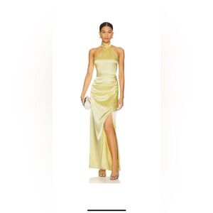 Strapless Yellow Satin Dress
